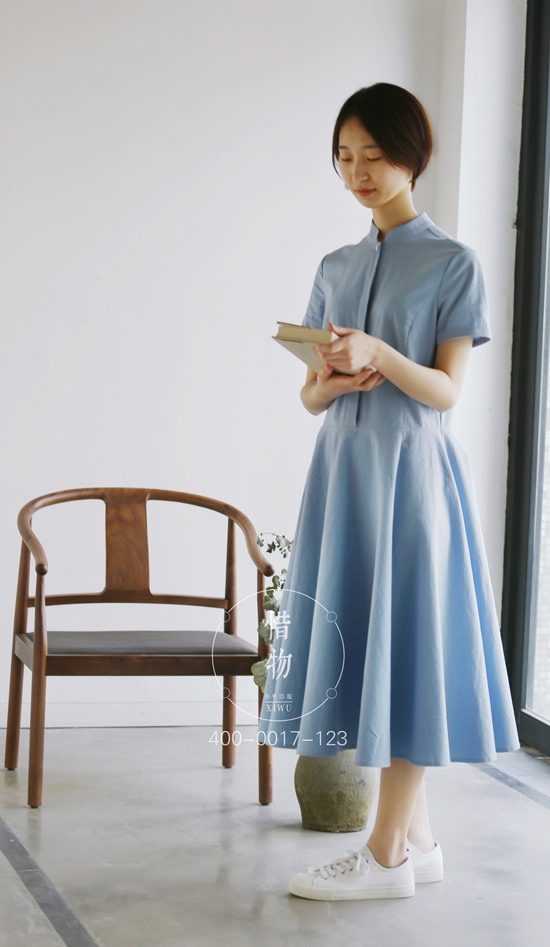 茶服棉麻女装夏款－惜物棉麻茶服典范女装连衣裙－茶服女装典范格式展现