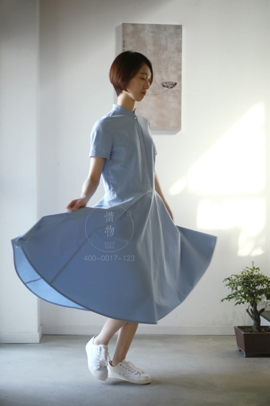棉麻茶服禅服零售－棉麻女装夏款零售－惜物棉麻茶服典范女装连衣裙零售